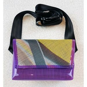 (NWOT) Handmade Purple/Multi Abstract Print Fanny Pack
